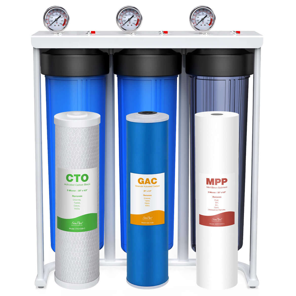 SimPure 3 Stage Whole House Water Filter for Well Water