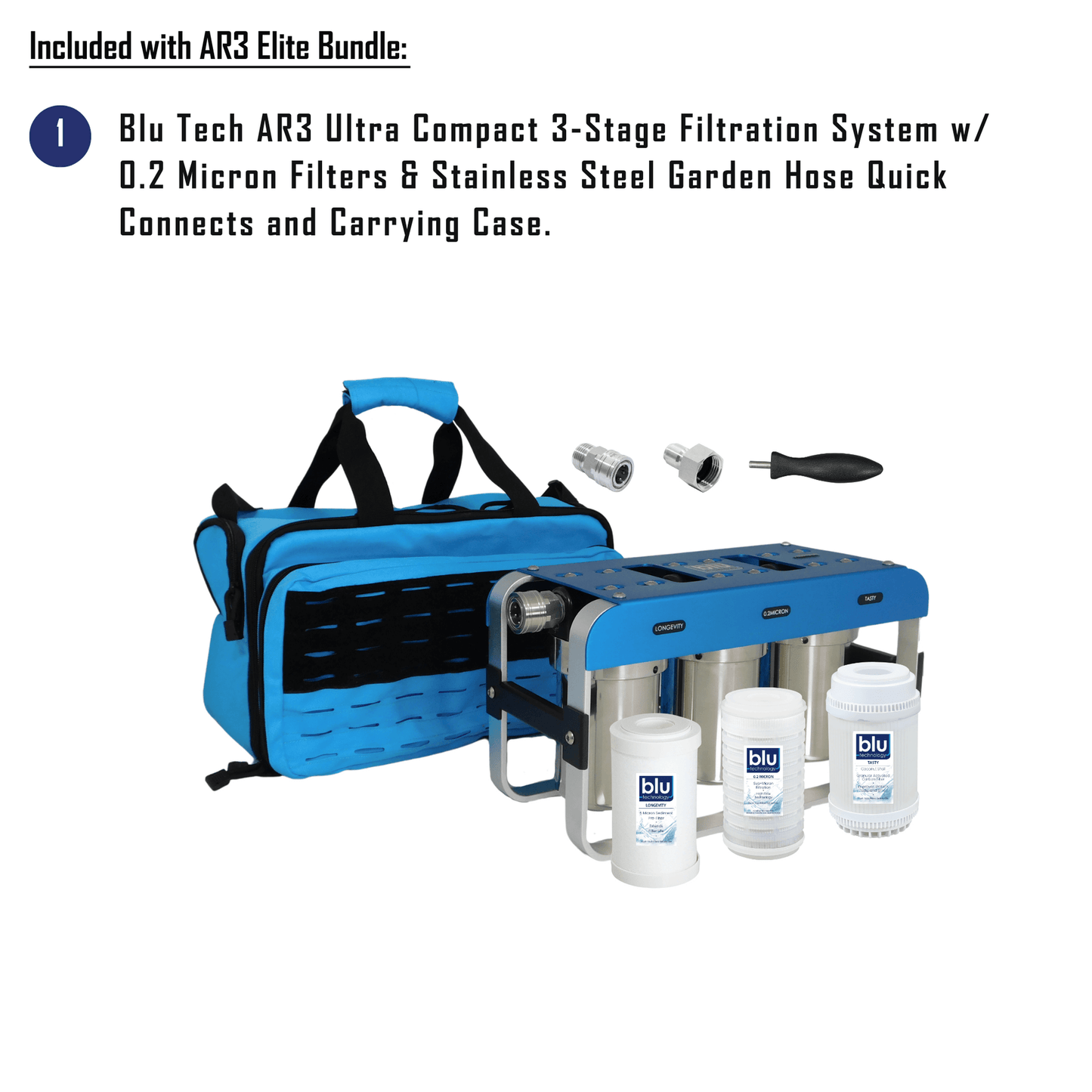 Blu Tech AR3 ELITE Bundle | 3-Stage Filtration & Softener - 0.2 micron