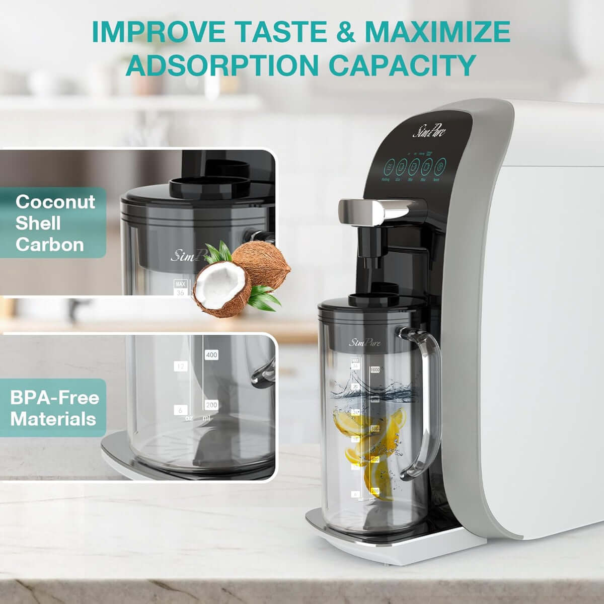 SimPure Y7T-BW-A Countertop RO System with Pitcher