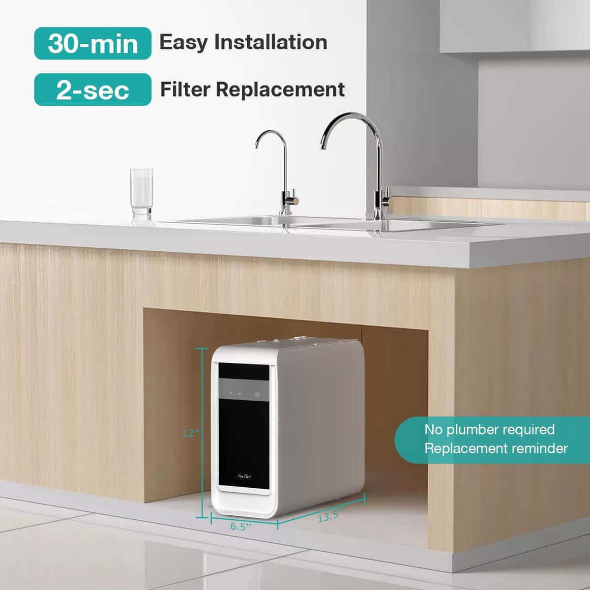 SimPure Q3 600GPD Tankless 7 Stage RO Water Filter